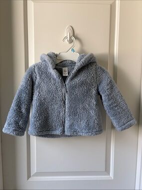 Toddler Plush Hooded Jacket in Light Blue